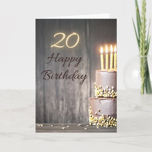 Bonne 20e carte de voeux pour gâteau d'anniversair (Devant)