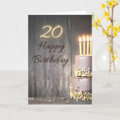 Bonne 20e carte de voeux pour gâteau d'anniversair (Fleur jaune)