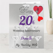 Bonne 20ème anniversaire de Mariage carte pour fem (Devant)