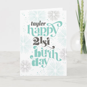 Bonne 21e anniversaire Carte de voeux personnalisa
