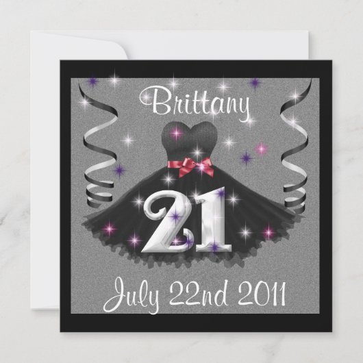 Bonne 21e anniversaire Invitations pour filles (Devant)