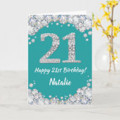 Bonne 21e anniversaire Turquoise et carte de Parti (Fleur jaune)
