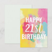 Bonne 21e carte d'anniversaire ("Watercolor Gradie (Devant / Derrière)