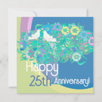Bonne 25e carte d'anniversaire des colombes blanch