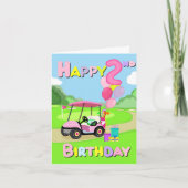 Bonne 2e Anniversaire Polka Dot Rose Girly Carte d (Devant)