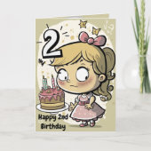 Bonne 2e carte d'anniversaire pour fille (Devant)