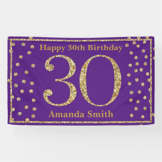 Bonne 30e anniversaire bannière violet et Parties  (Horizontal)