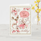 Bonne 30e anniversaire Floral Bird Carte de voeux (Fleur jaune)