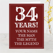 Bonne 34e carte d'anniversaire pour petit ami ou p (Fleur jaune)