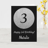 Bonne 3e anniversaire noir et argent carte Parties (Fleur jaune)