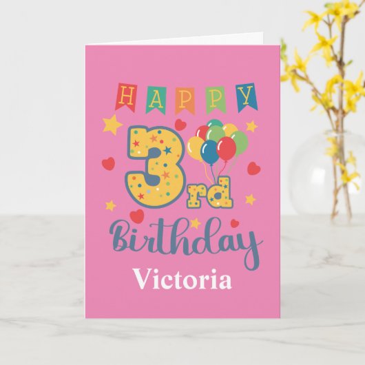 Bonne 3e carte d'anniversaire (Fleur jaune)