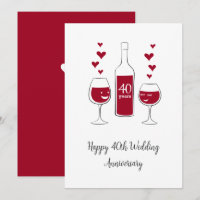 Bonne 40e anniversaire de Mariage Carte de coeur d