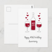 Bonne 40e anniversaire de Mariage Carte de coeur d (Devant / Derrière)