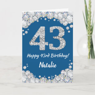 Bonne 43e carte de Parties scintillant Bleu et Arg