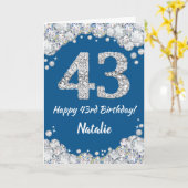 Bonne 43e carte de Parties scintillant Bleu et Arg (Fleur jaune)