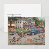 Bonne 4 Juillet Stars and Stripes Carte postale (Devant / Derrière)