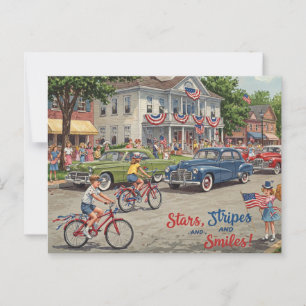 Bonne 4 Juillet Stars and Stripes Carte postale