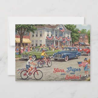 Bonne 4 Juillet Stars and Stripes Carte postale