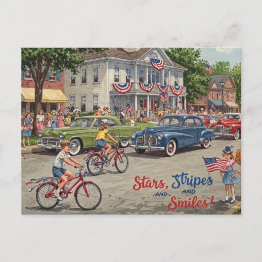 Bonne 4 Juillet Stars and Stripes Carte postale (Devant)