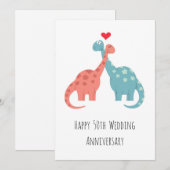 Bonne 50e anniversaire Mariage carte de dinosaures (Devant / Derrière)