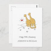 Bonne 50e anniversaire Mariage carte de dinosaures (Devant / Derrière)