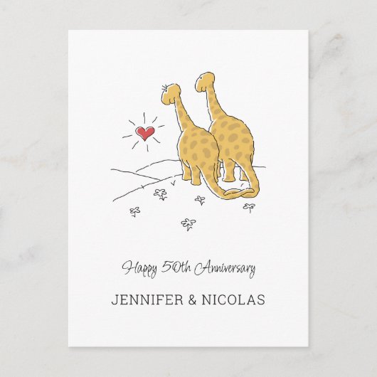 Bonne 50e anniversaire Mariage carte de dinosaures (Devant)