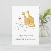 Bonne 50e anniversaire Mariage carte de dinosaures (Debout devant)