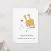 Bonne 50e anniversaire Mariage carte de dinosaures (Devant/Arrière en situation)