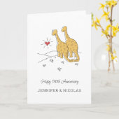 Bonne 50e anniversaire Mariage carte de dinosaures (Fleur jaune)