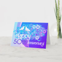 Bonne 50e carte d'anniversaire des colombes blanch