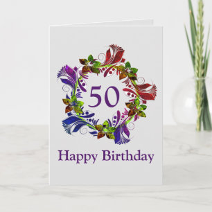 Bonne 50e carte d'anniversaire, Floral moderne