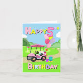 Bonne 5e Anniversaire Polka Dot Rose Girly Carte d (Devant)