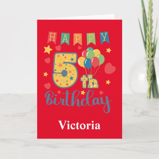 Bonne 5e carte d'anniversaire (Devant)