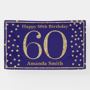 Bonne 60e anniversaire bannière Marine Blue Gold
