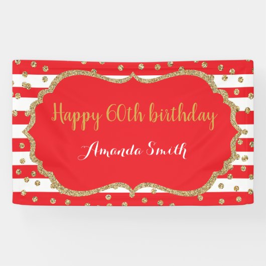 Bonne 60e anniversaire bannière Rouge et Parties s (Horizontal)