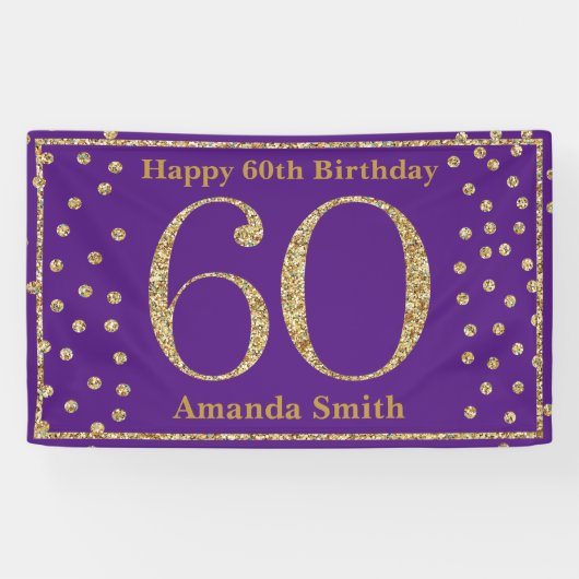 Bonne 60e anniversaire bannière violet et Parties  (Horizontal)
