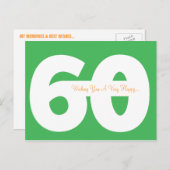 Bonne 60e Anniversaire Cartes postales - en vert (Devant / Derrière)