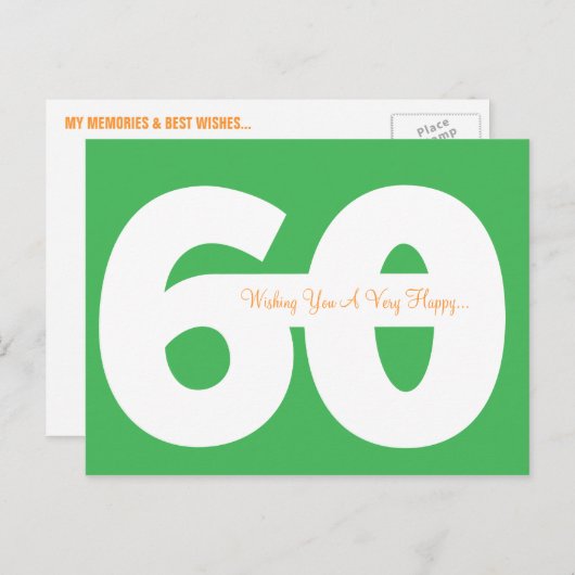 Bonne 60e Anniversaire Cartes postales - en vert (Devant / Derrière)