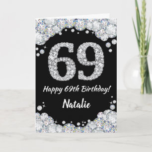 Bonne 69e Anniversaire Carte Parties scintillant N
