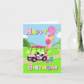 Bonne 9e Anniversaire Polka Dot Rose Girly Carte d (Devant)