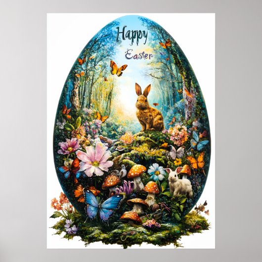 Bonne affiche de la forêt d'oeufs de Pâques (Devant)