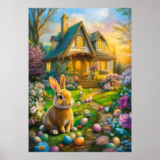 Bonne affiche de printemps du lapin de Pâques (Devant)