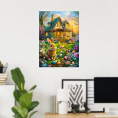 Bonne affiche de printemps du lapin de Pâques (Bureau à domicile)