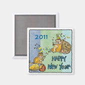 Bonne année 2011 Chipmunks Cartoon Magnet (Recto/Verso)