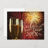 Bonne année 2014 Carte postale Fireworks (Devant / Derrière)