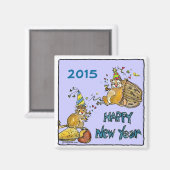 Bonne année 2015 Chipmunks Cartoon Magnet (Recto/Verso)