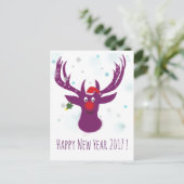 Bonne année 2017 Carte postale Cerf (Debout devant)