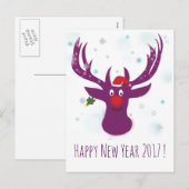 Bonne année 2017 Carte postale Cerf (Devant / Derrière)