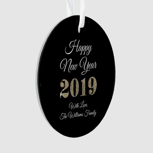 Bonne année 2019 Black White Gold Elegant (devant)
