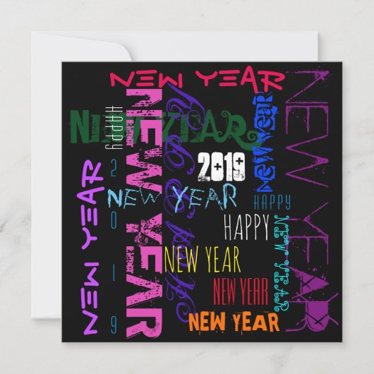 Bonne année 2019 Pop Colours Carré Carte à plat (Devant)